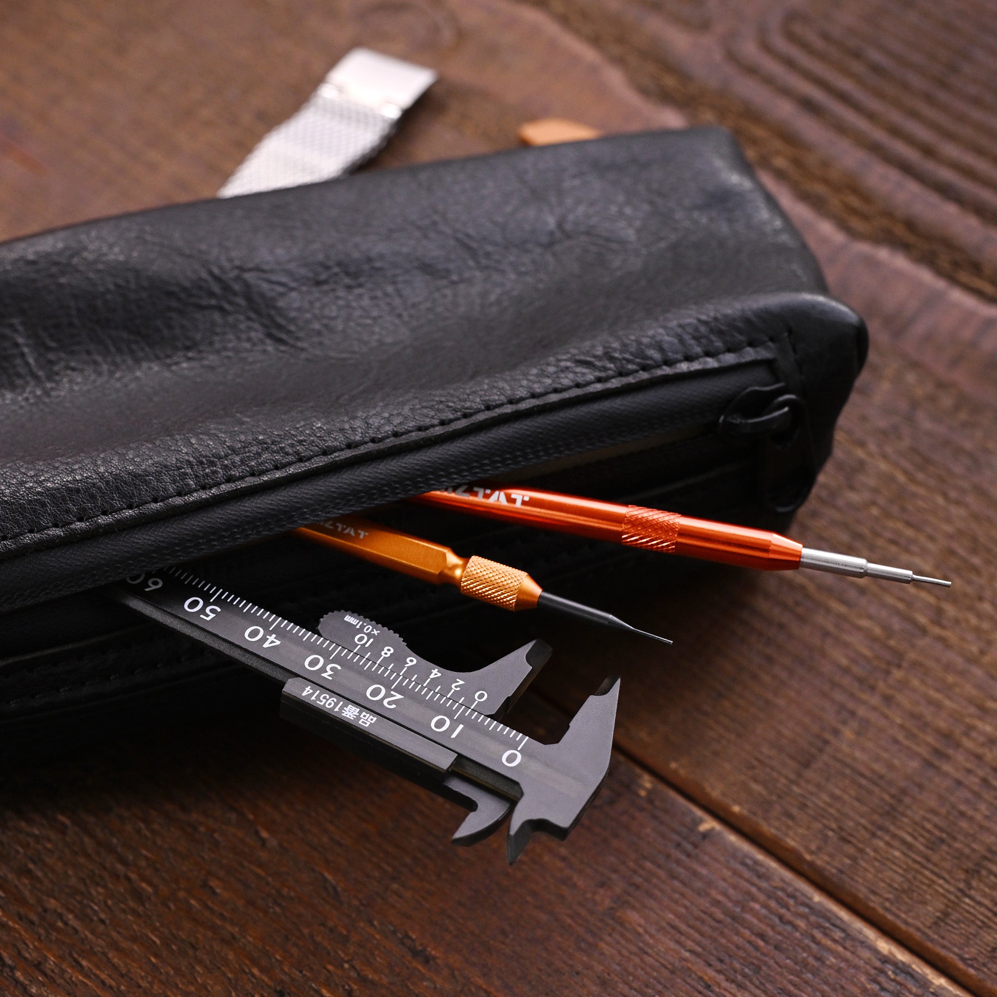 Travel Leather Watch Pouch with Zipper and Tool Storage | StrapCode
