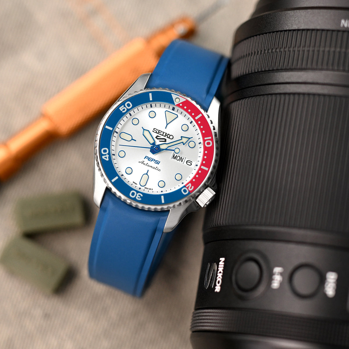 Crafter Blue - CX03 Royal Blue Quick Release Flexi-Curved FKM Rubber Watch Strap