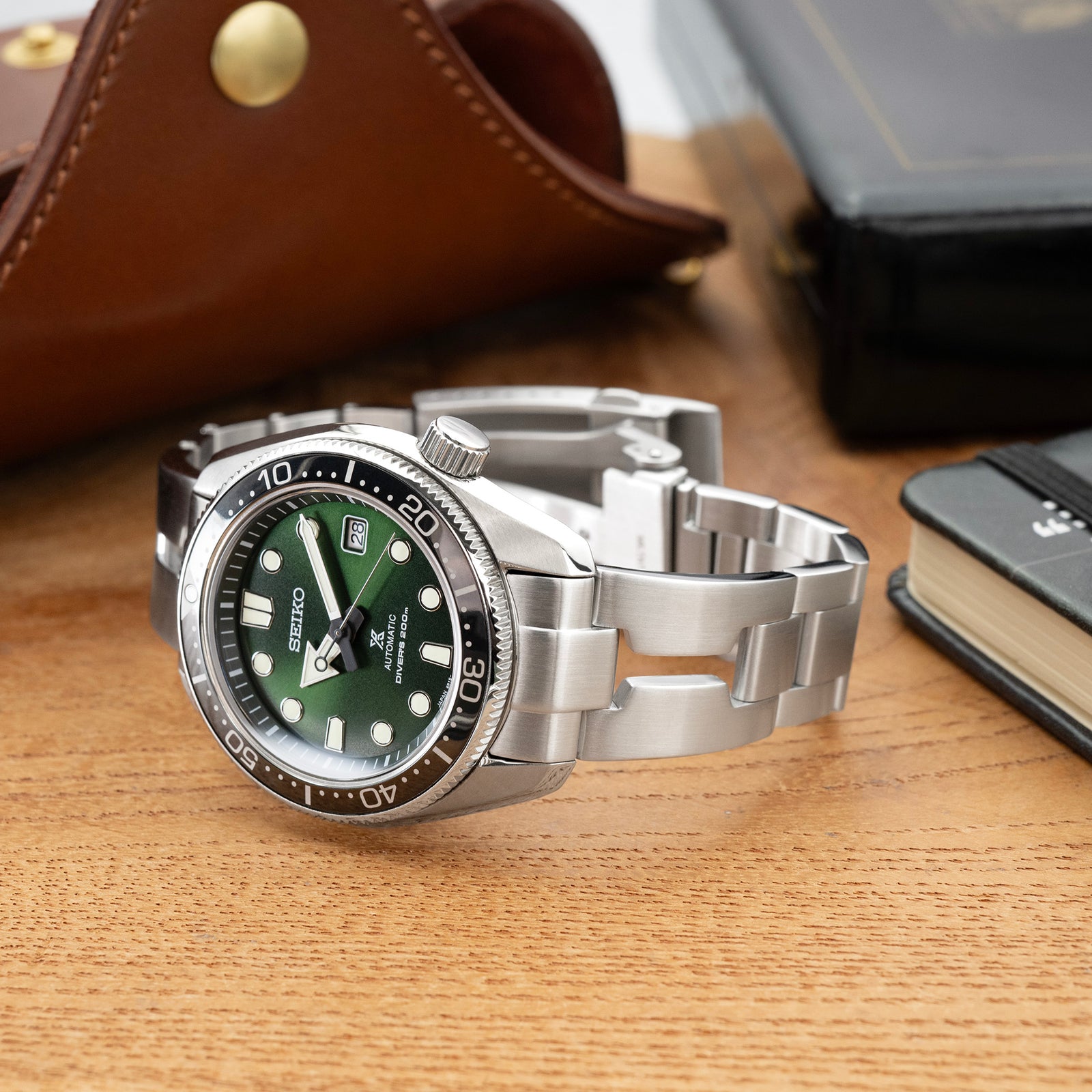 20mm Retro Shaver Blade 316L Stainless Steel Watch Bracelet for Seiko Baby MM 200 Brushed V-Clasp Strapcode Watch Bands