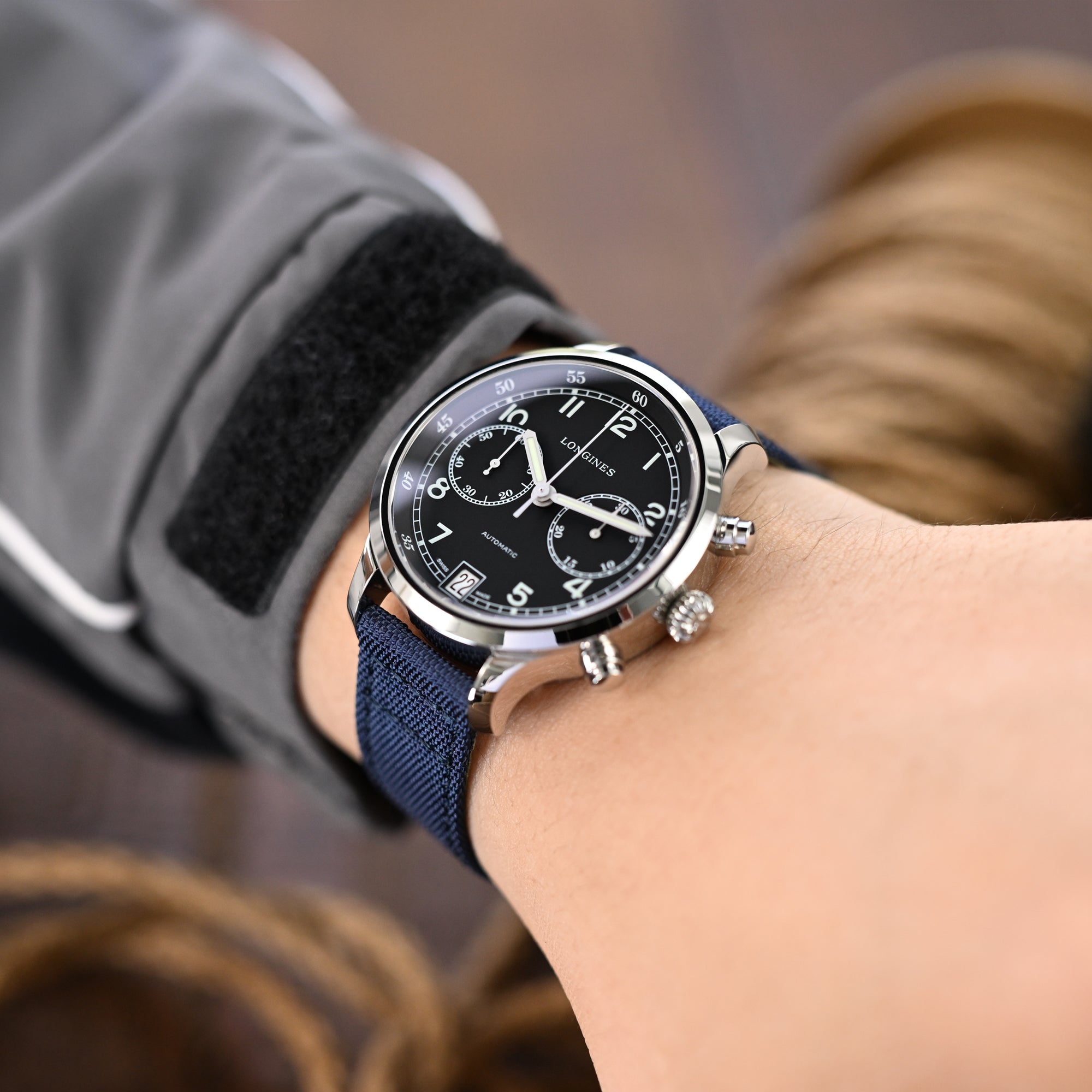 Acquista Cinturino Per Orologio In Vera Pelle Di Nylon In Tessuto Blu Verde Marrone Nero Da 21 Mm E 22 Mm Per IWC Big Pilot Mark 18 TOP GUN In Italia A - Foto 10