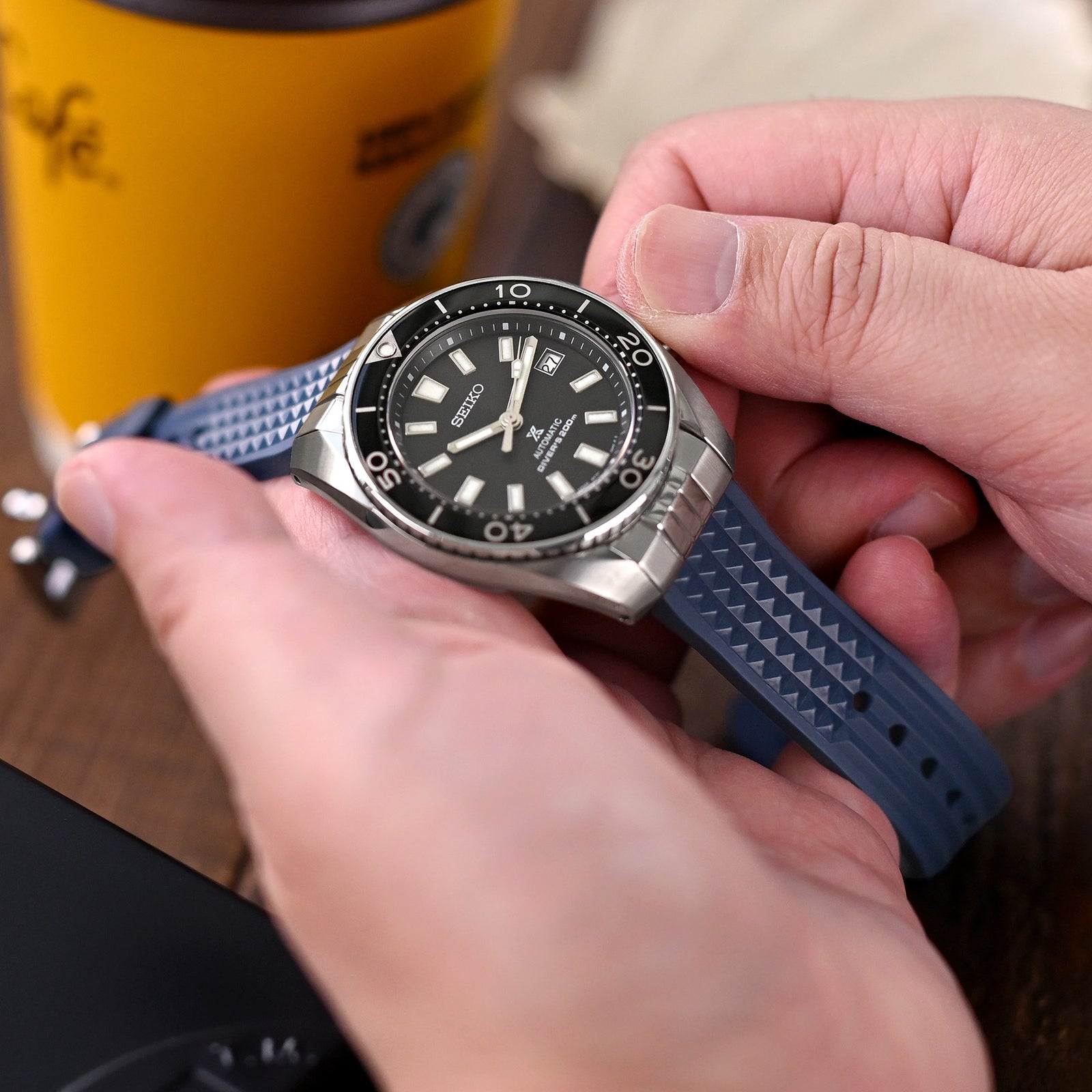 Endlink Plus チャッフル ネイビーブルー FKMラバーストラップ（セイコー Sumo SPB103対応）