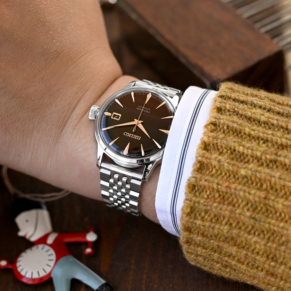 Cinturino orologio Asteroid QR 19mm, 20mm, estremità dritte, sgancio rapido, acciaio inox 316L satinato e lucido, chiusura V