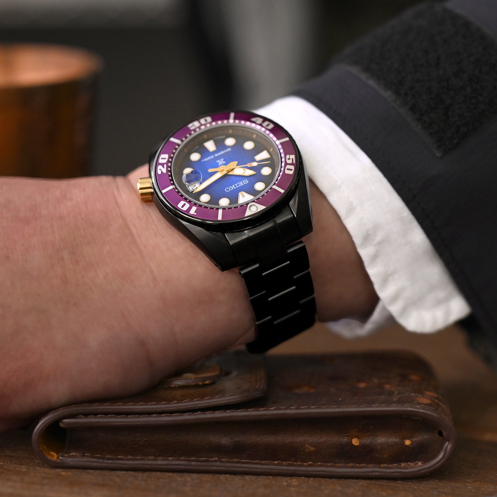 20mm Super-O Boyer 316L Stainless Steel Watch Band for Seiko Black Sumo SPB125J1, Diamond-like Carbon (DLC coating) V-Clasp Strapcode Watch Bands