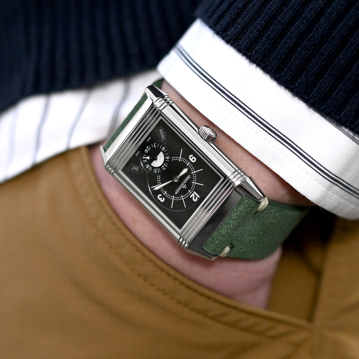 Green Suede One-Piece Leather Quick Release Strap 20mm 22mm