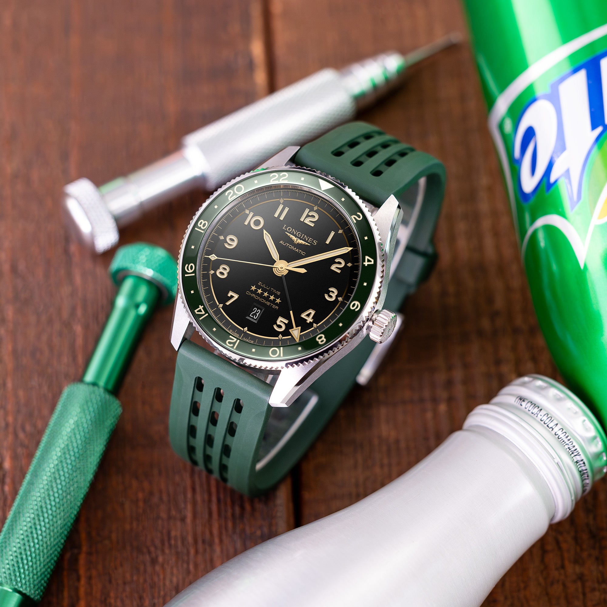 Ocellus Green FKM Rubber Quick Release Watch Strap | Strapcode