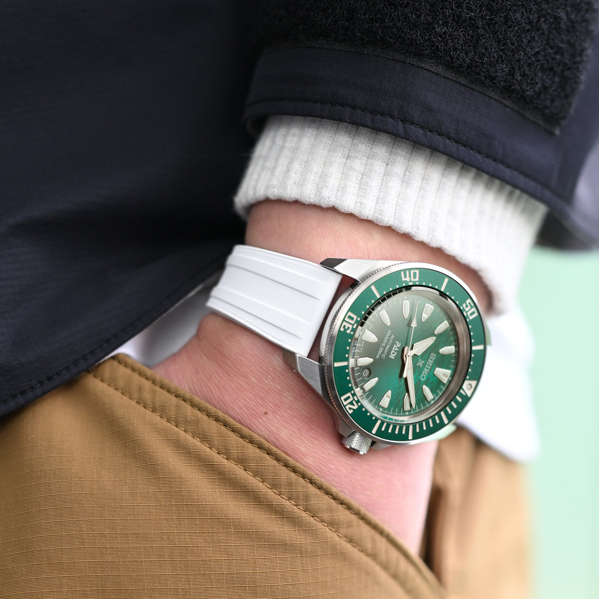 Cinturino orologio in gomma FKM28 bianca a sgancio rapido 20mm