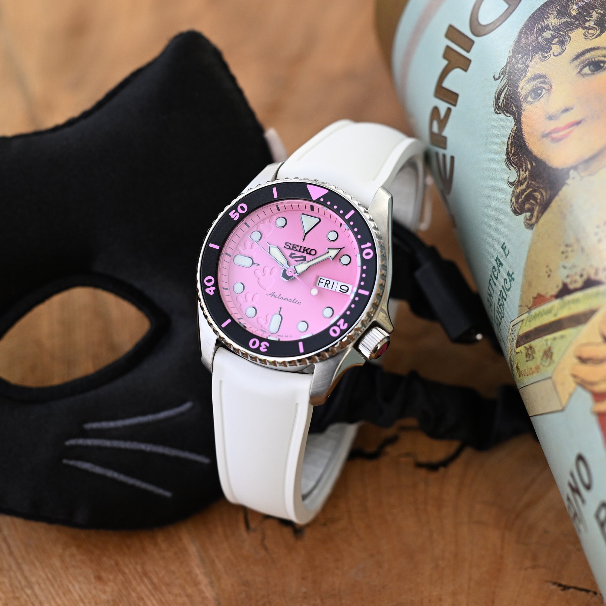 w*o様 ホワイトハンドル 20mm 22mm Off White Rubber Q.R. Deployant FKM Watch Band | Strapcode