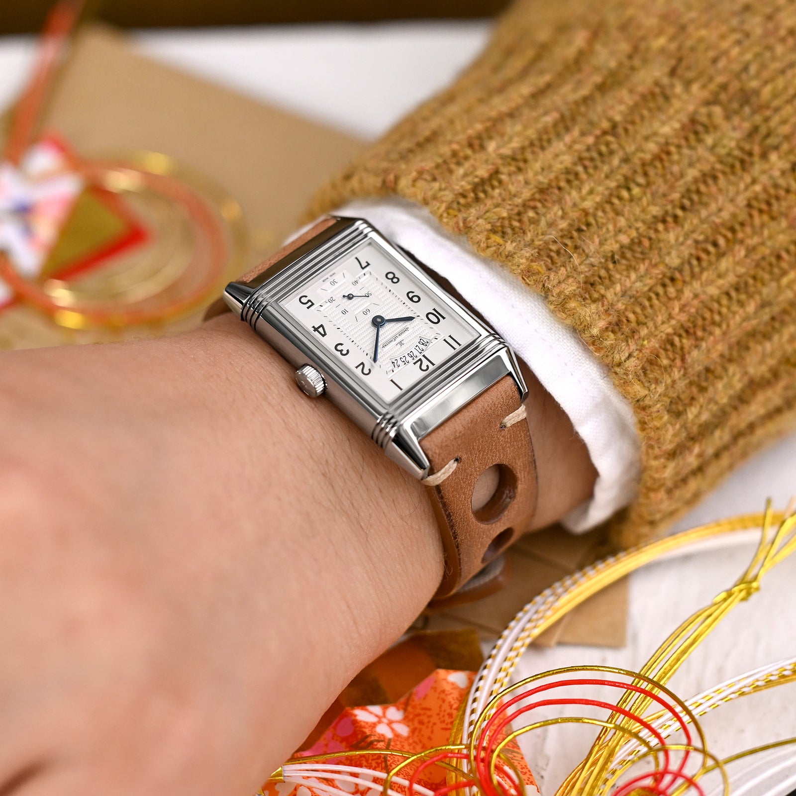 Q.R. 22mm Brown Leather Italian Handmade Racer Watch Band, Beige St. Strapcode Watch Bands