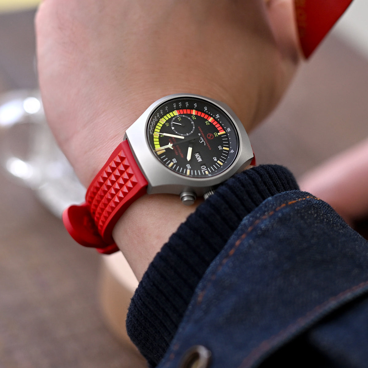 Correa de reloj Chaffle Roja de caucho FKM 20mm