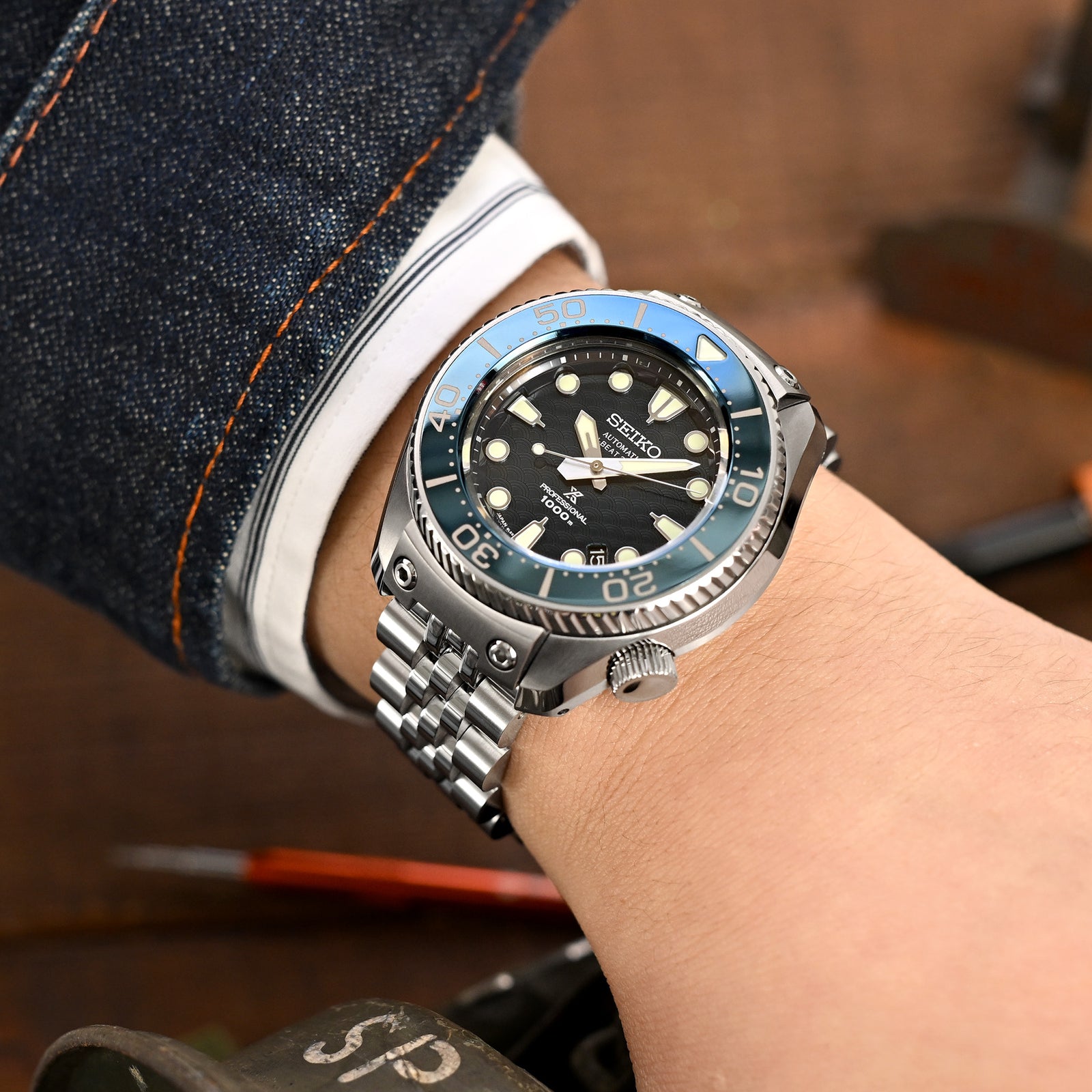 Correa de reloj Angus-J Louis JUB 22mm, extremo recto 1.8 Universal Ver., acero inoxidable 316L cepillado, cierre en V