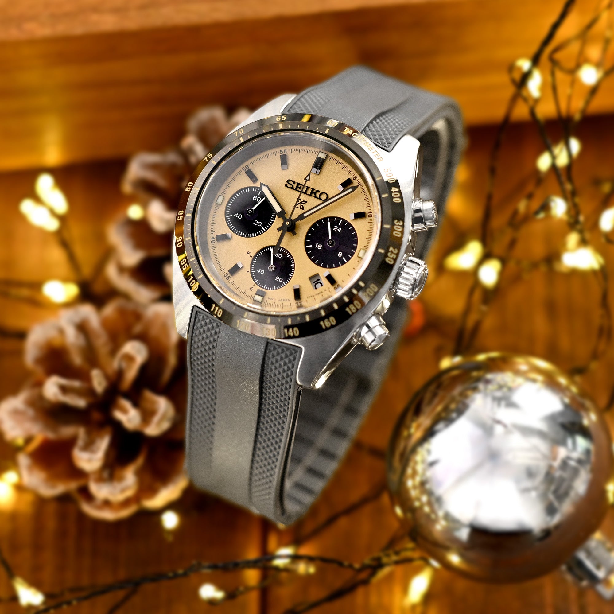 StrapXPro - Grey SMX03A Rubber Strap compatible with Seiko Speedtimer SSC813 Series Strapcode watch bands