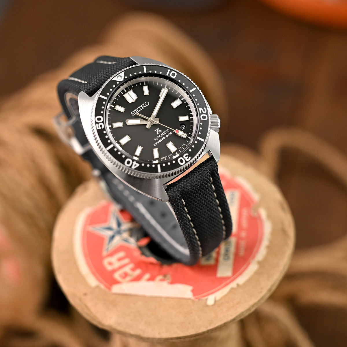 Aviator Style Black Canvas Quick Release Watch Band, 20mm or 22mm