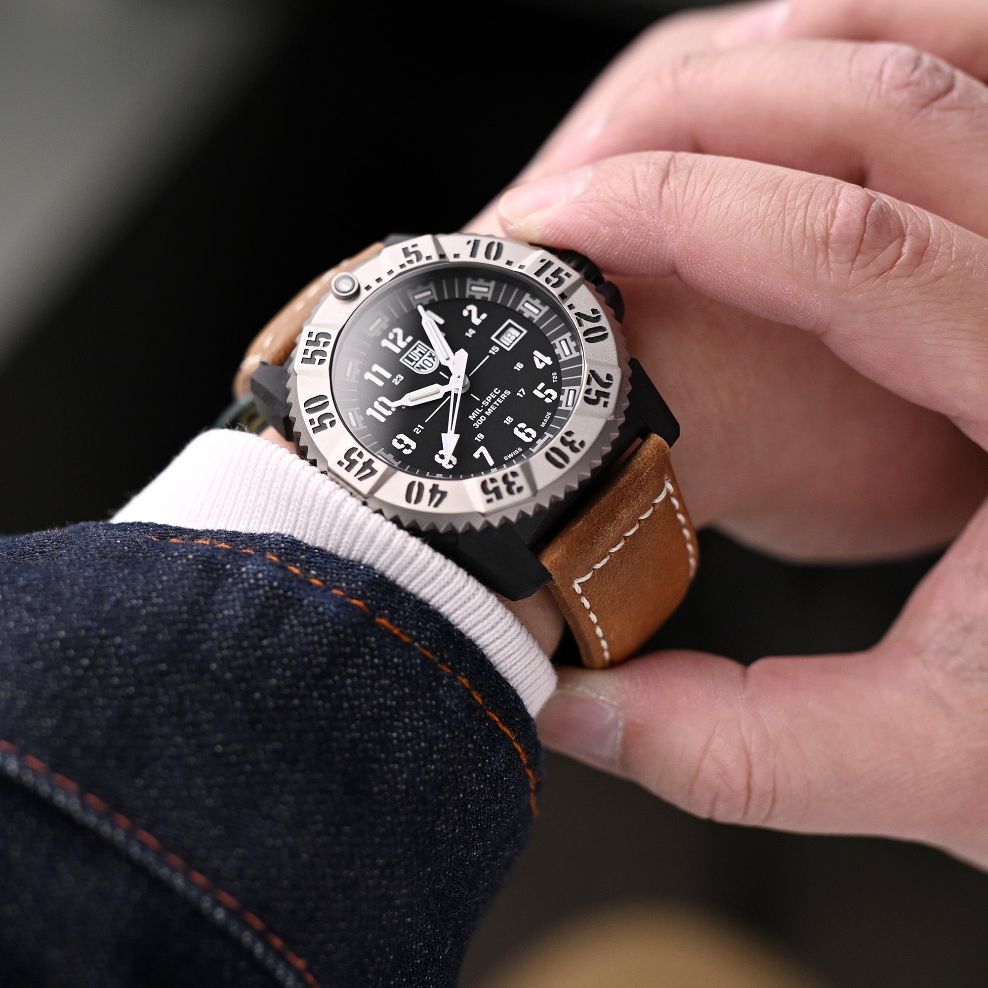 Grande Coccodrillo 22mm Pelle Cinturino Antico Marrone Con Beige Cucitura Pam 22 - Foto 14