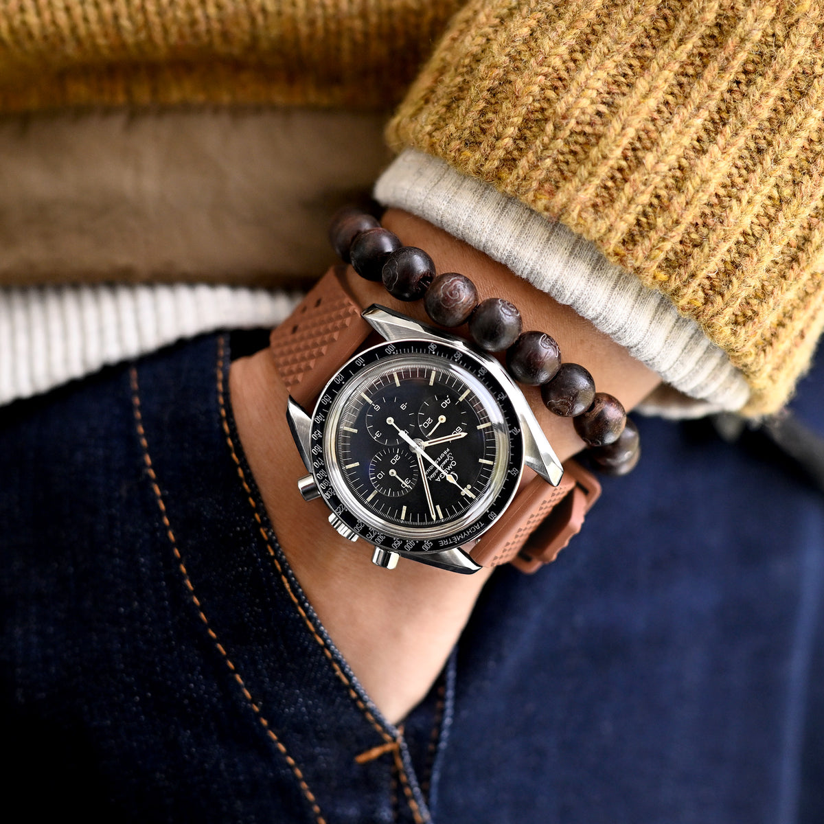 Rhombus Braun FKM Schnellwechsel-Gummi-Uhrenarmband, 20mm