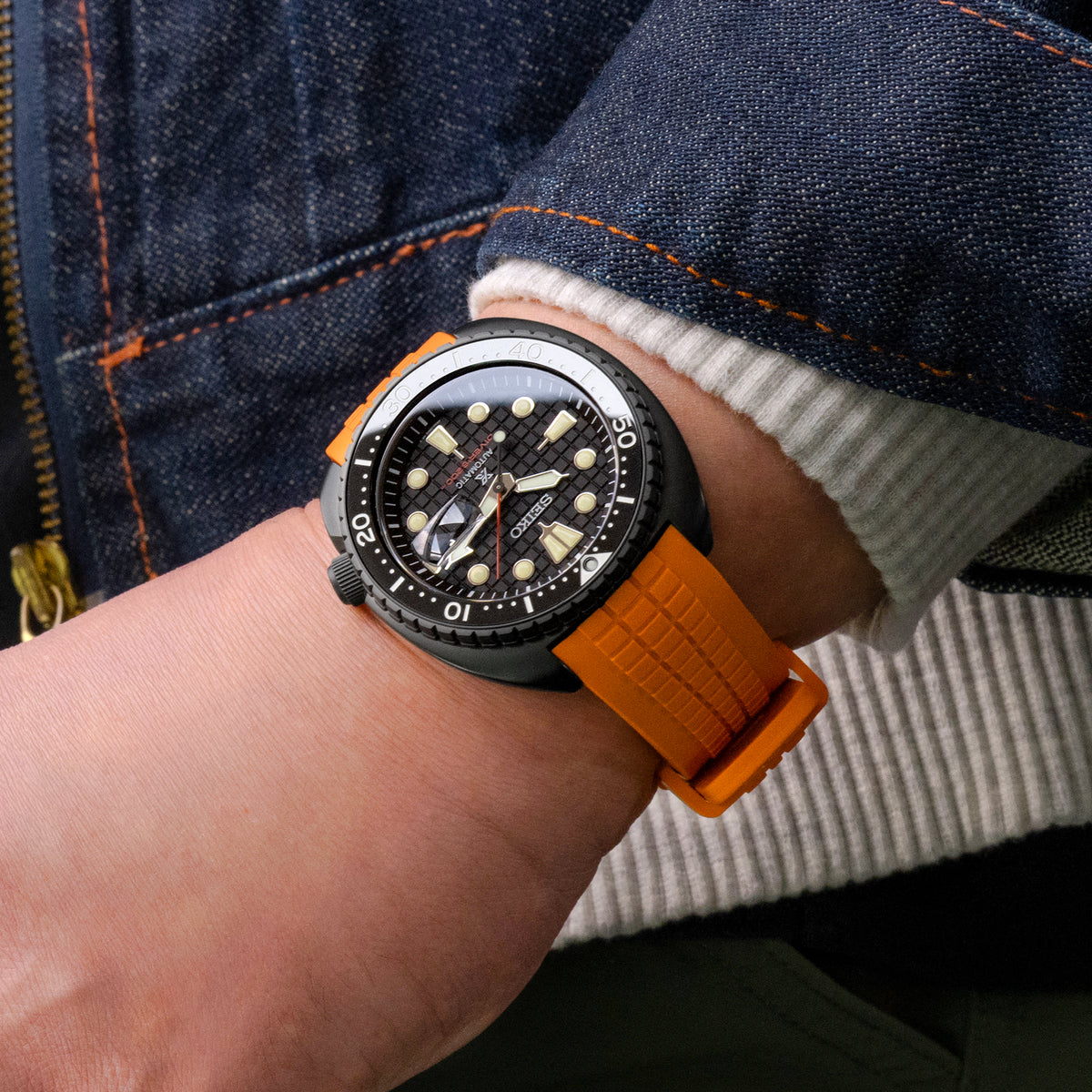 Cinturino in gomma arancione Crafter Blue CB12 22mm per Seiko Turtle