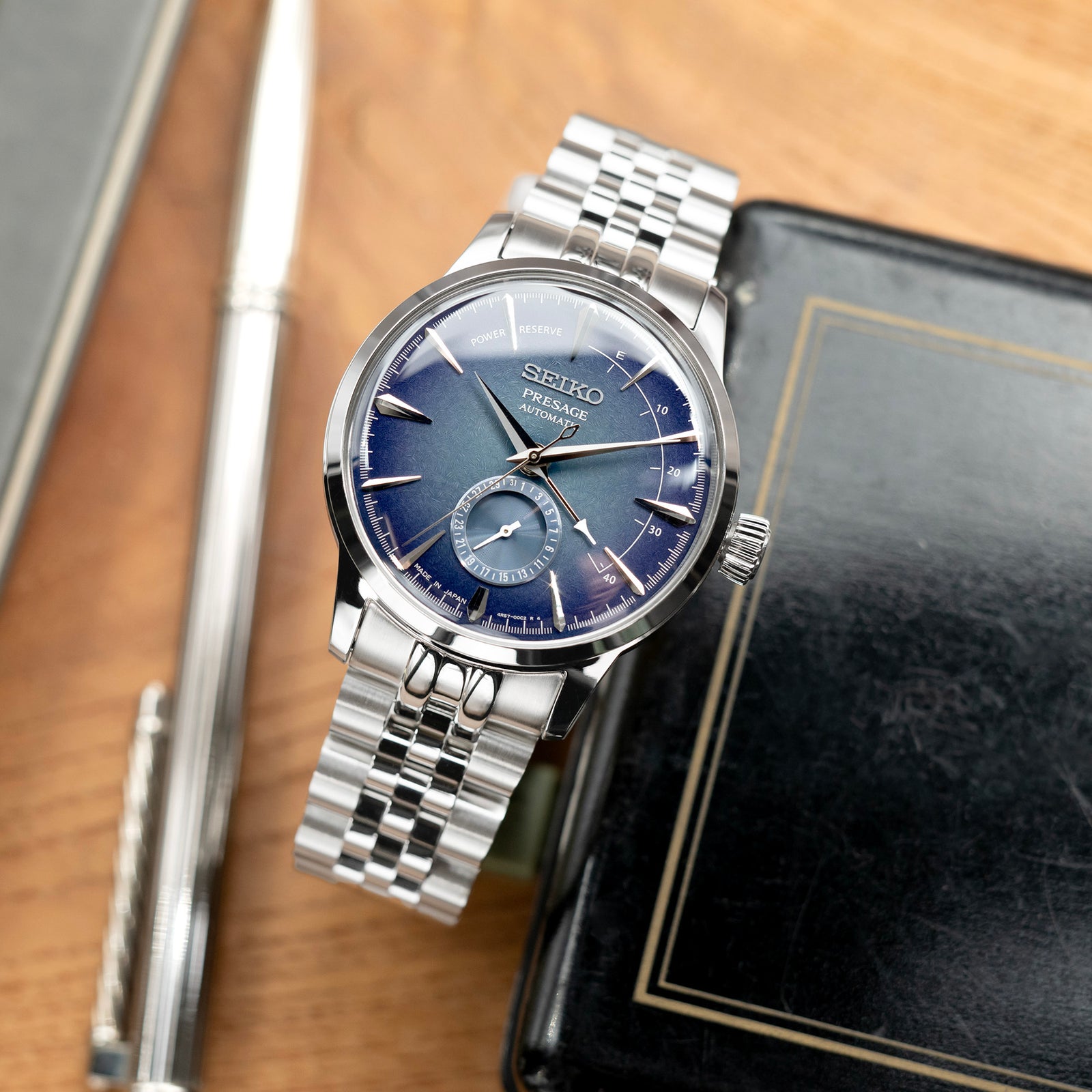 Bracelet montre Angus-J Louis 20mm pour Seiko Cocktail SRPB41 SSA345 SSA341, acier inoxydable - brossé avec centre poli, boucle V Diver