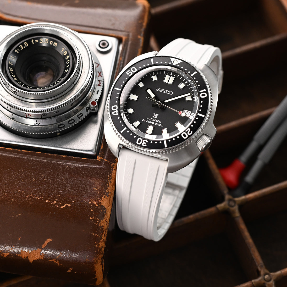 Cinturino orologio in gomma FKM28 bianca a sgancio rapido 20mm