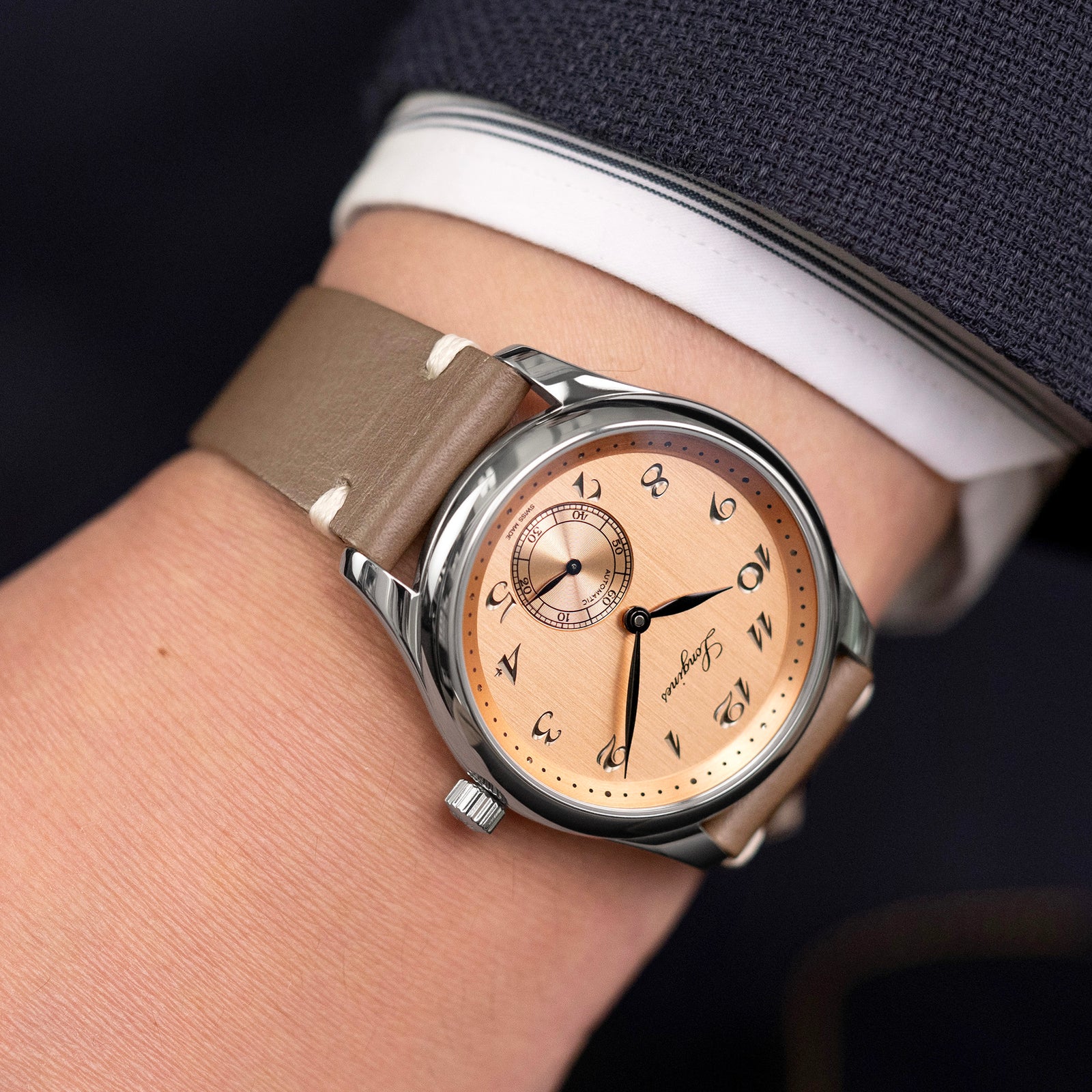 Cinturino Orologio in Vitello Italiano Buttero Taupe 20mm | Doppia Cucitura, Rilascio Rapido | 20mm
