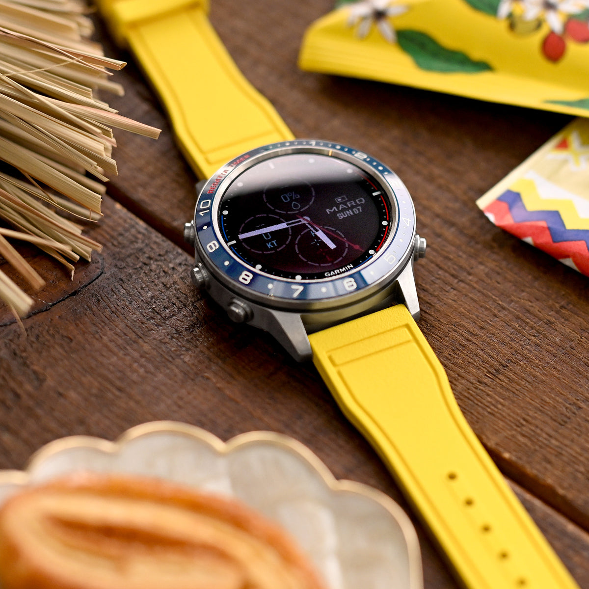 Quick Release Yellow Pilot FKM rubber watch strap, 20mm or 22mm