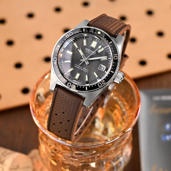 Quick Release Brown Tropical-style rubber watch strap | Strapcode