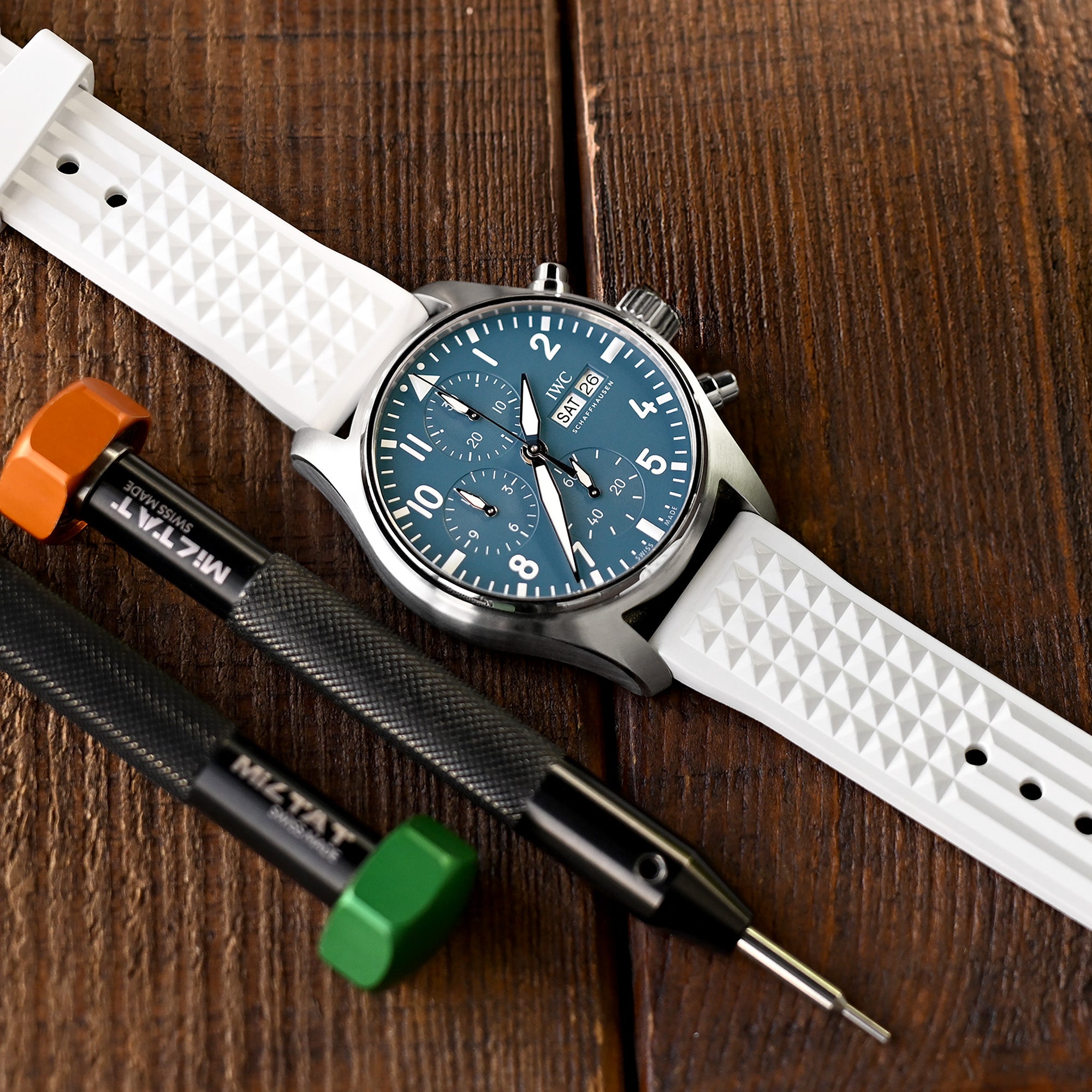 Waffle Watch Band 20mm 22mm Chaffle FKM Rubber Strap | Strapcode