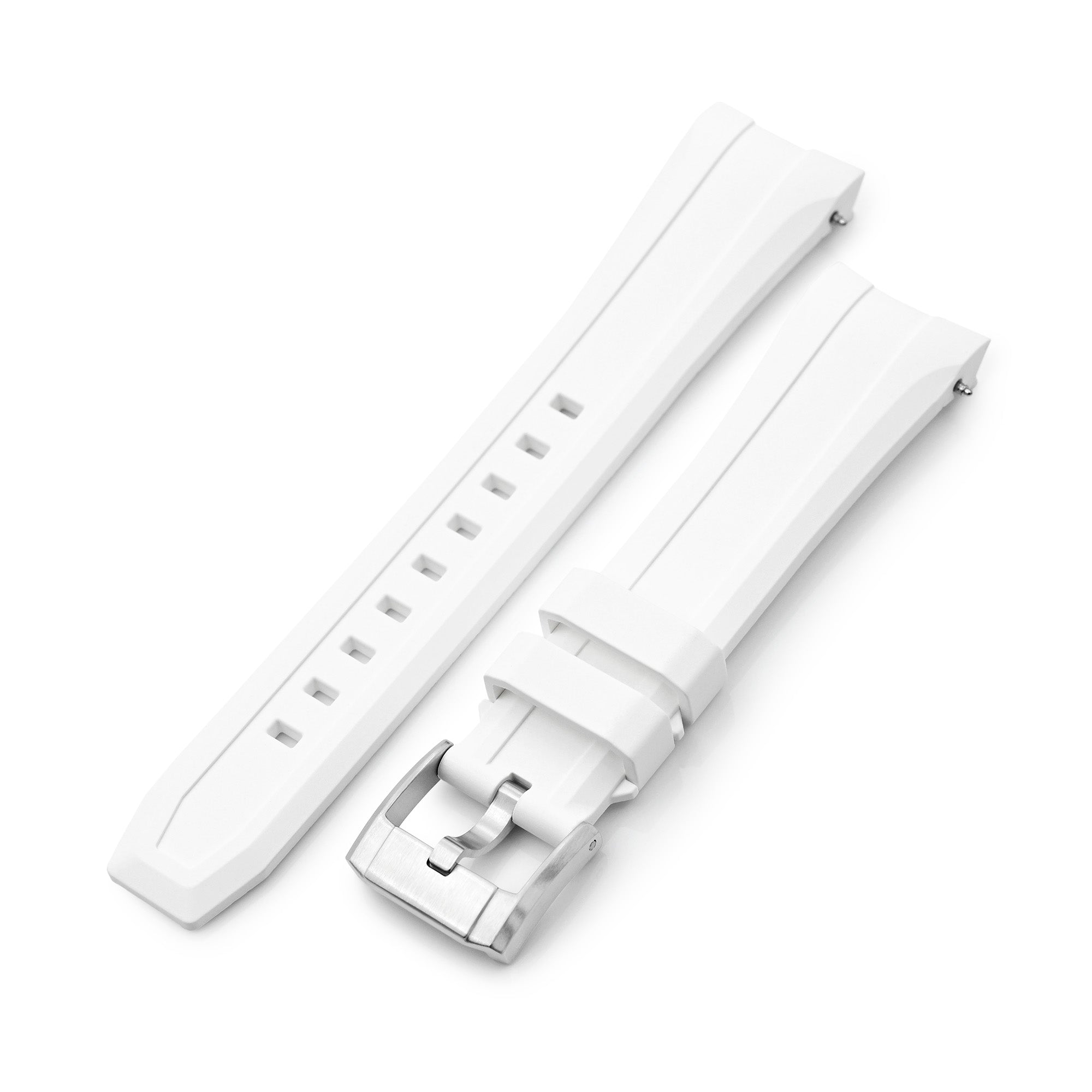 22mm White Curved End FKM Rubber Strap for Orient Kamasu | Strapcode