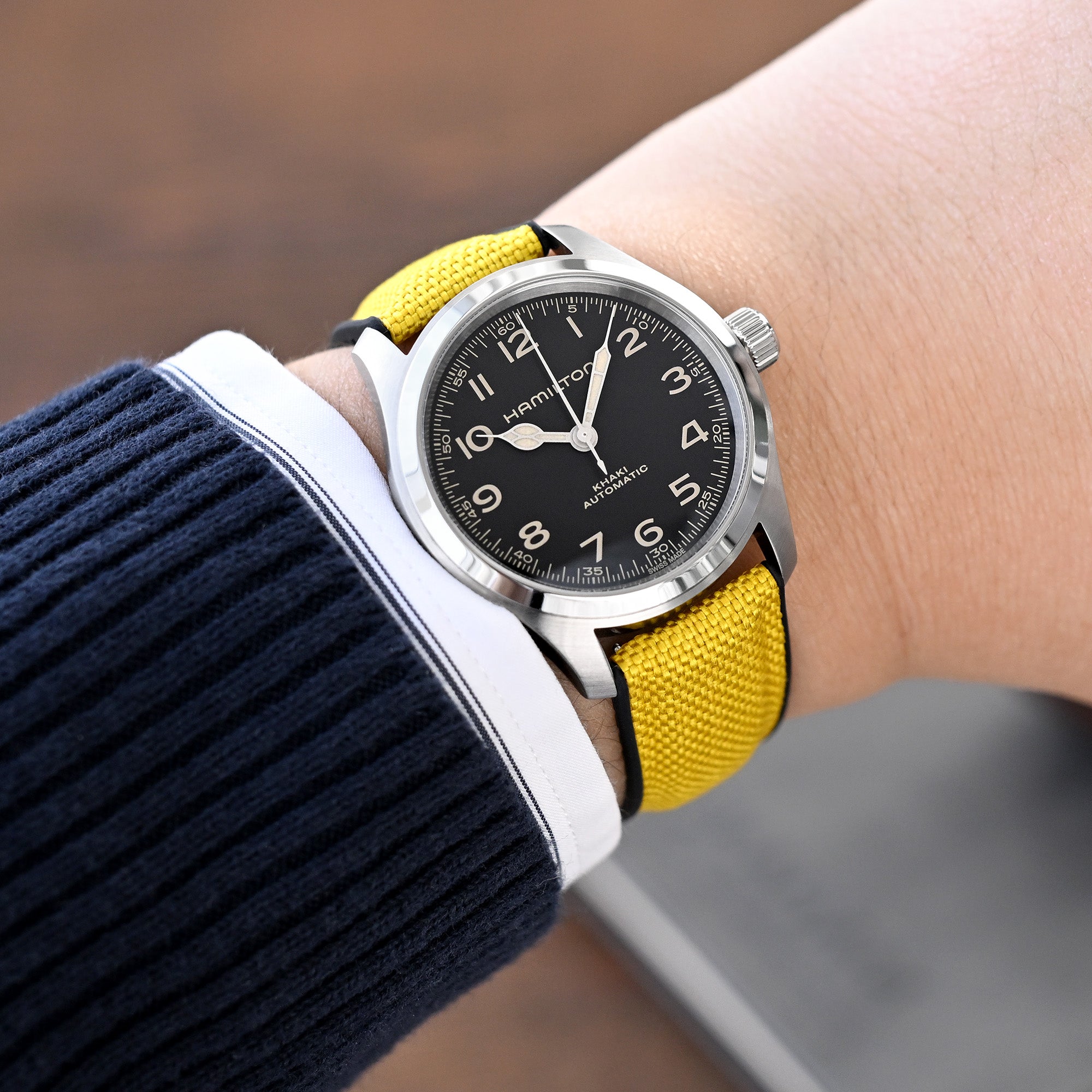 Yellow Sailcloth FKM Quick Release Rubber Watch Band | Strapcode