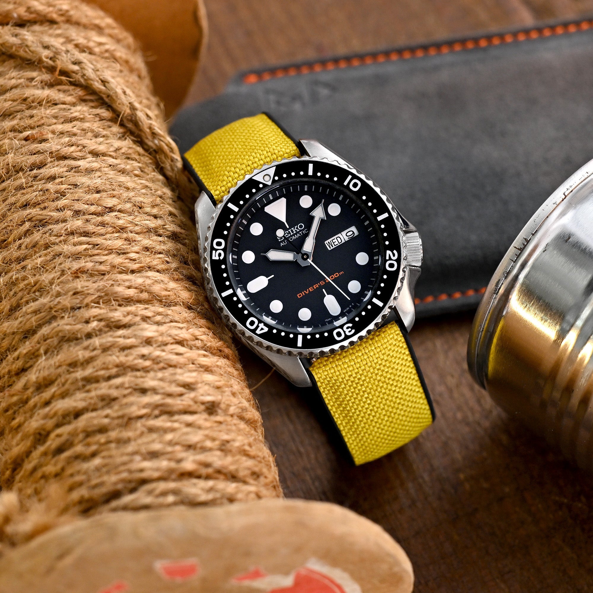 Yellow Sailcloth FKM Quick Release Rubber Watch Band | Strapcode