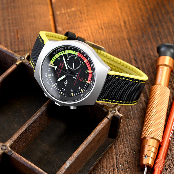 FKM38 Black on Yellow FKM Quick Release Rubber Watch Band | Strapcode