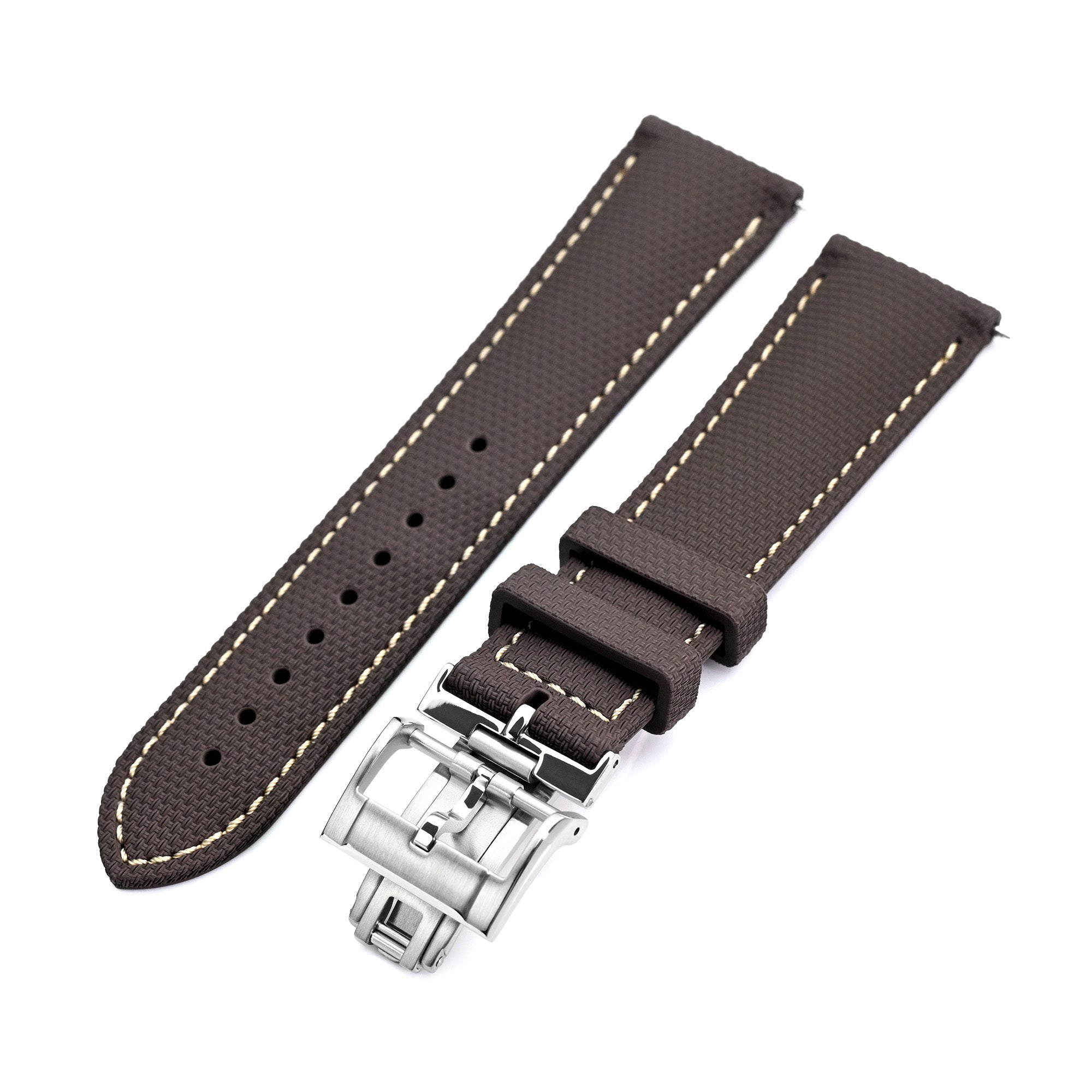 FKM39 Dark Brown Deployment FKM Rubber Watch Band | Strapcode