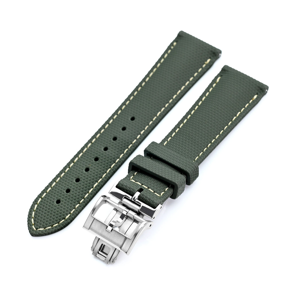 FKM39 Dark Green Deployment FKM Rubber Watch Band | Strapcode