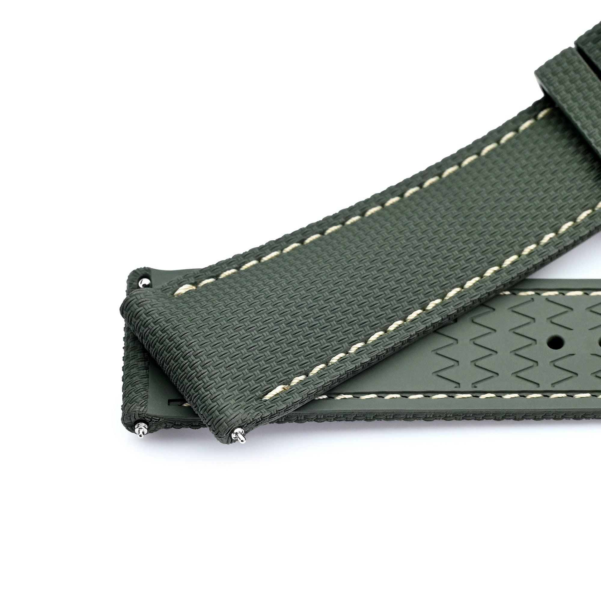 FKM39 Dark Green Deployment FKM Rubber Watch Band | Strapcode