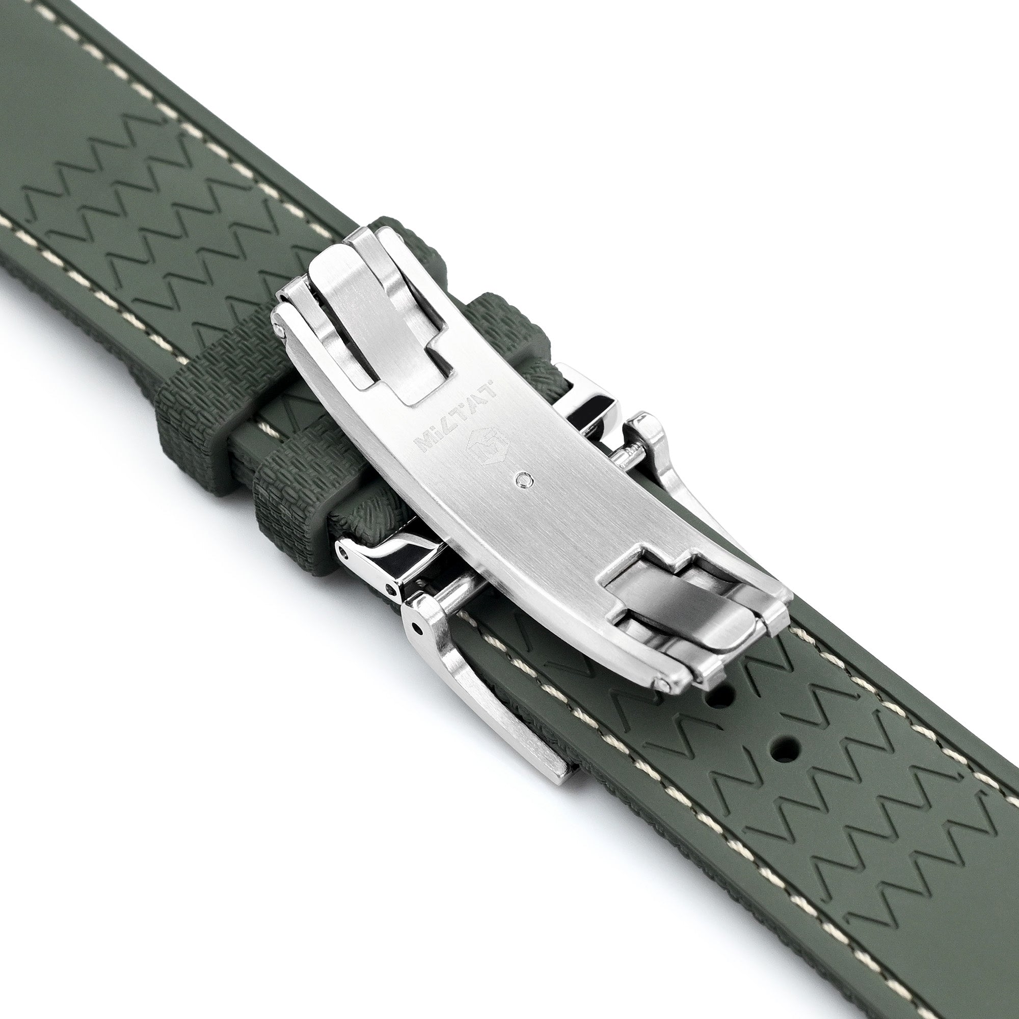 FKM39 Dark Green Deployment FKM Rubber Watch Band | Strapcode