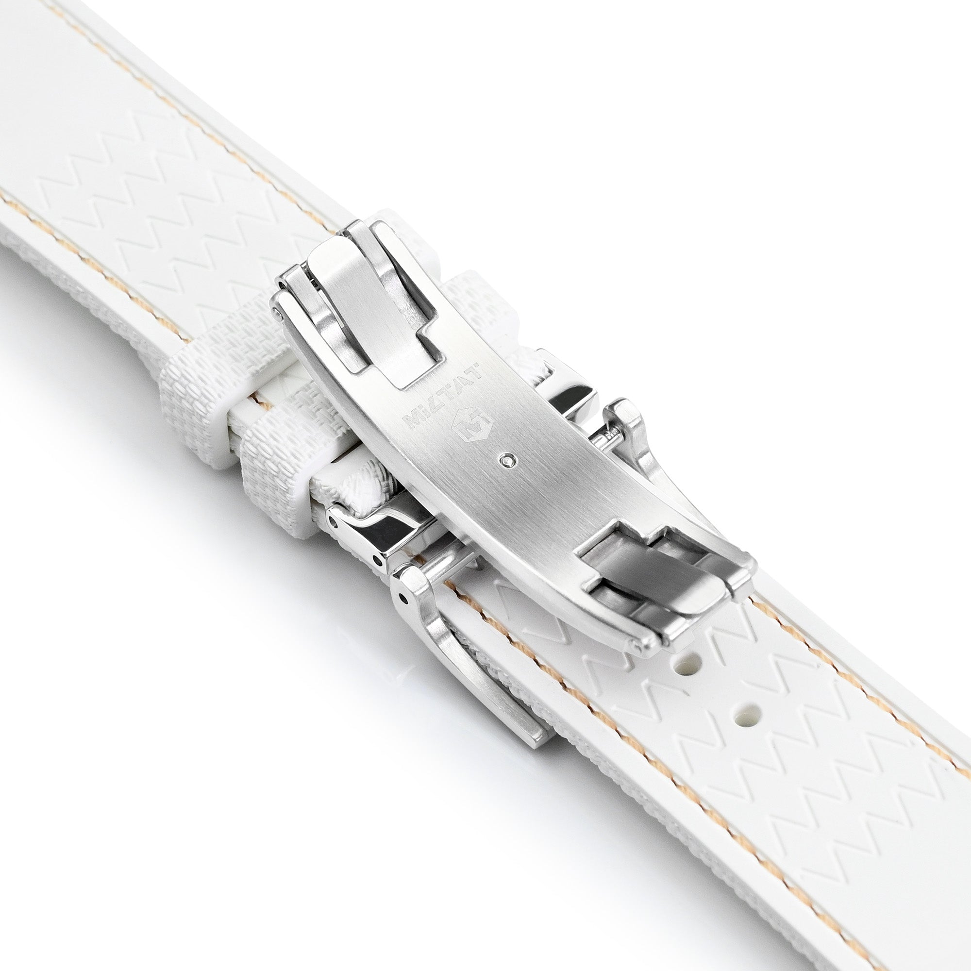 FKM39 Off White Deployment FKM Rubber Watch Band | Strapcode