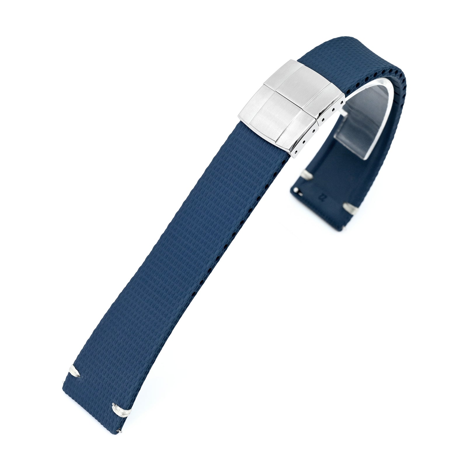 FKM42 Navy Blue Quick Release Butterfly Deployment FKM Rubber Watch Band, 20mm or 22mm Strapcode watch bands