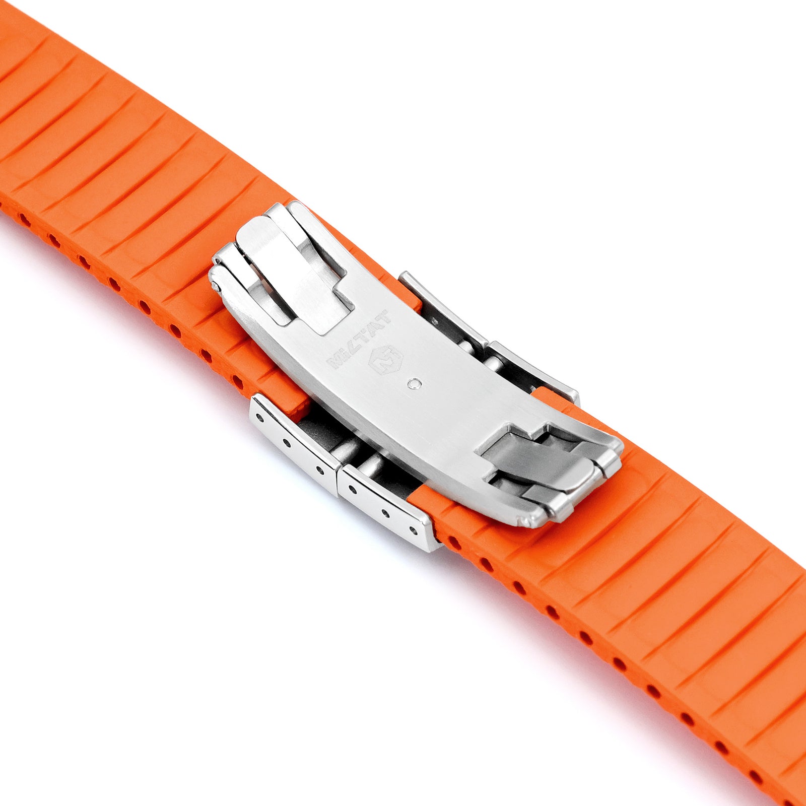 FKM42 Orange Quick Release Butterfly Deployment FKM Rubber Watch Band, 20mm Strapcode watch bands