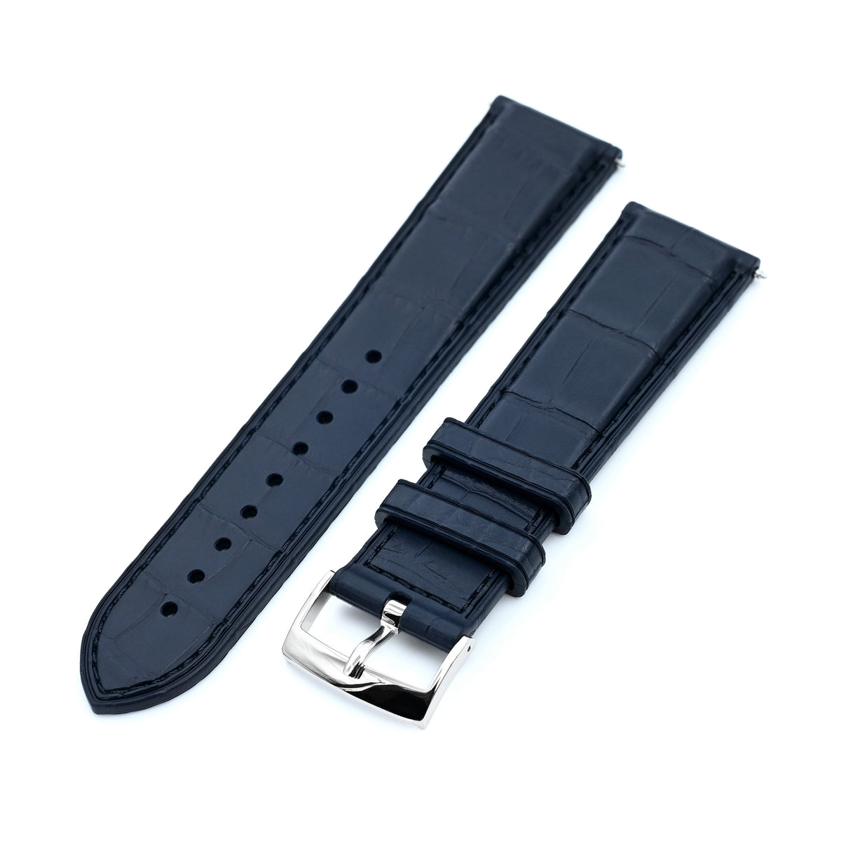 FKM43 Premium Dark Blue Alligator Embossed FKM Rubber Watch Band, 20mm or 22mm Strapcode watch bands