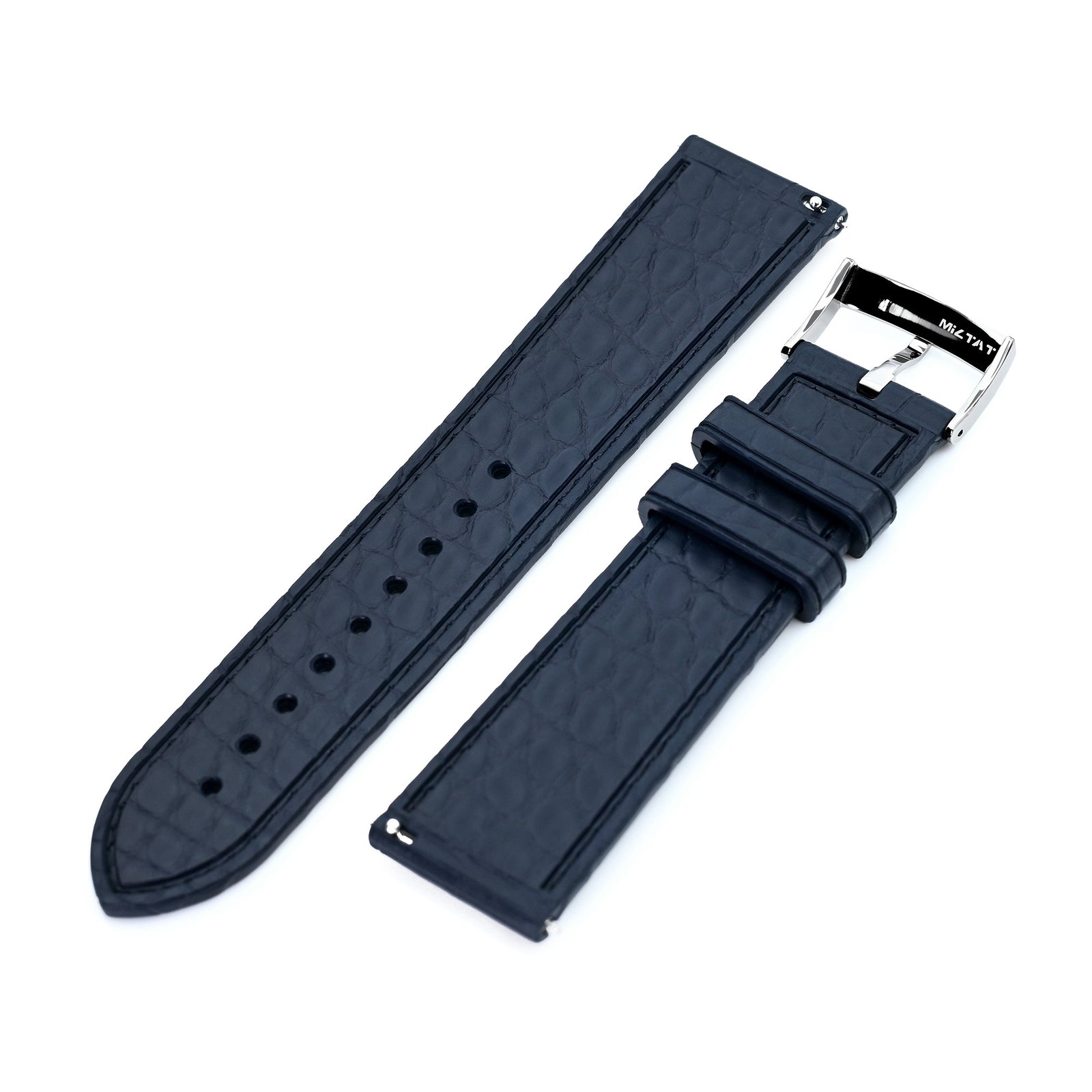 FKM43 Premium Dark Blue Alligator Embossed FKM Rubber Watch Band, 20mm or 22mm Strapcode watch bands