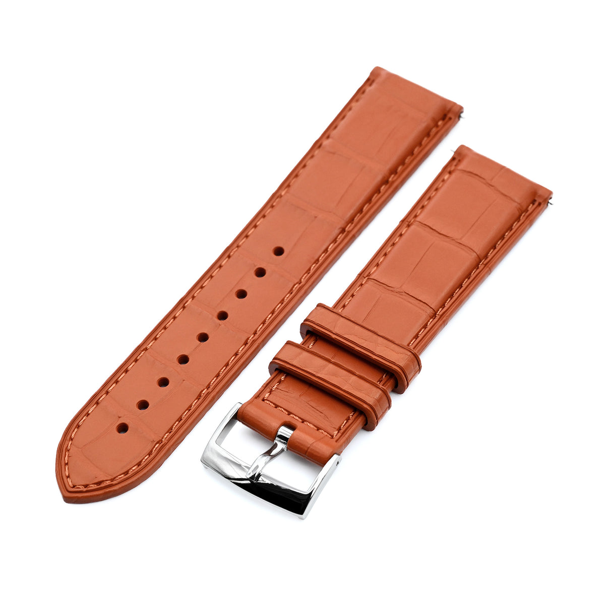 FKM43 Premium Brown Alligator Embossed FKM Rubber Watch Band, 20mm or 22mm Strapcode watch bands