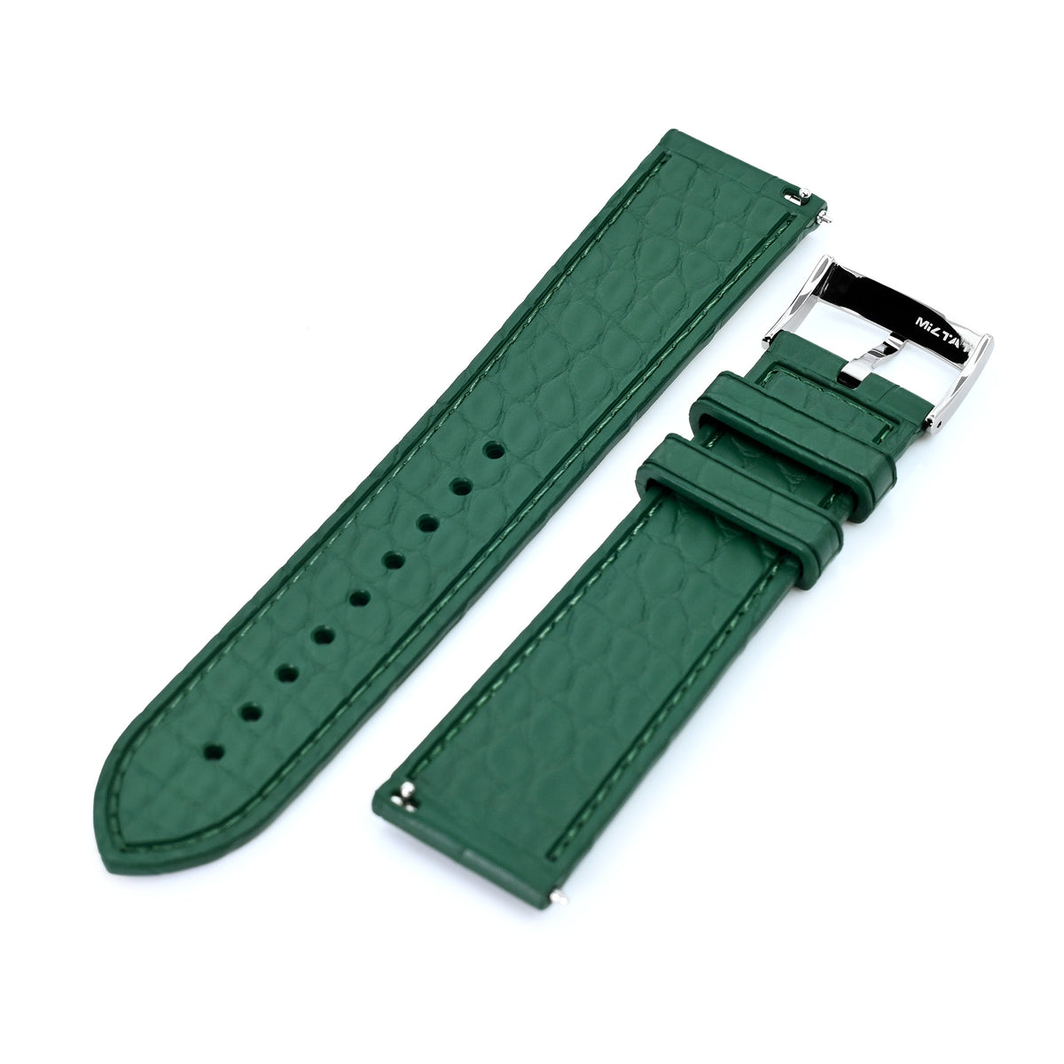 FKM43 Premium Dark Green Alligator Embossed FKM Rubber Watch Band, 20mm or 22mm Strapcode watch bands