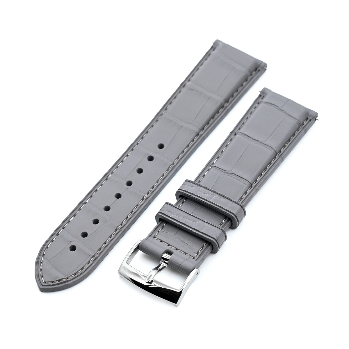 FKM43 Premium Grey Alligator Embossed FKM Rubber Watch Band, 20mm or 22mm Strapcode watch bands
