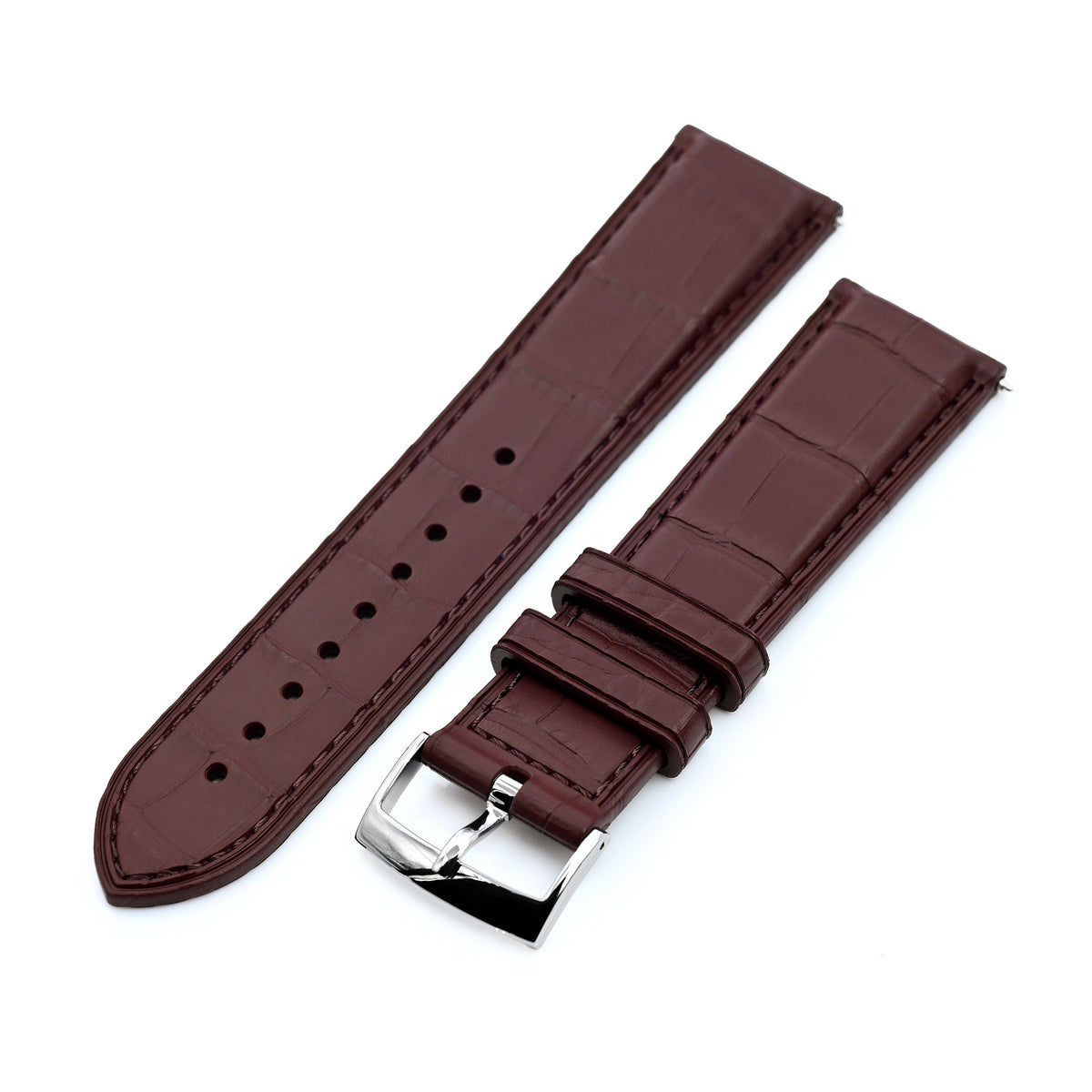 FKM43 Premium Burgundy Alligator Embossed FKM Rubber Watch Band, 20mm or 22mm Strapcode watch bands