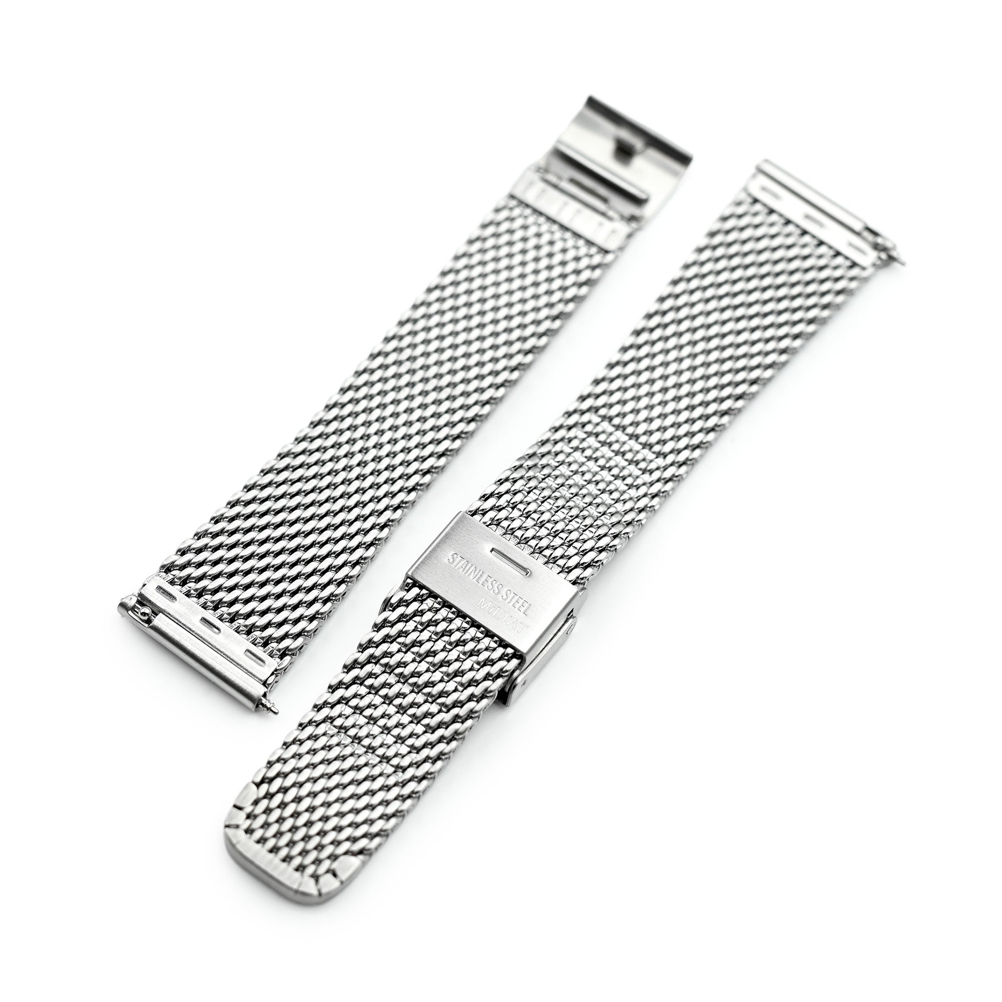 Banda di orologi a maglie milanese affusolata a rilascio rapido, 18 mm, 19 mm, 20 mm, 21 mm o 22 mm, spazzolato