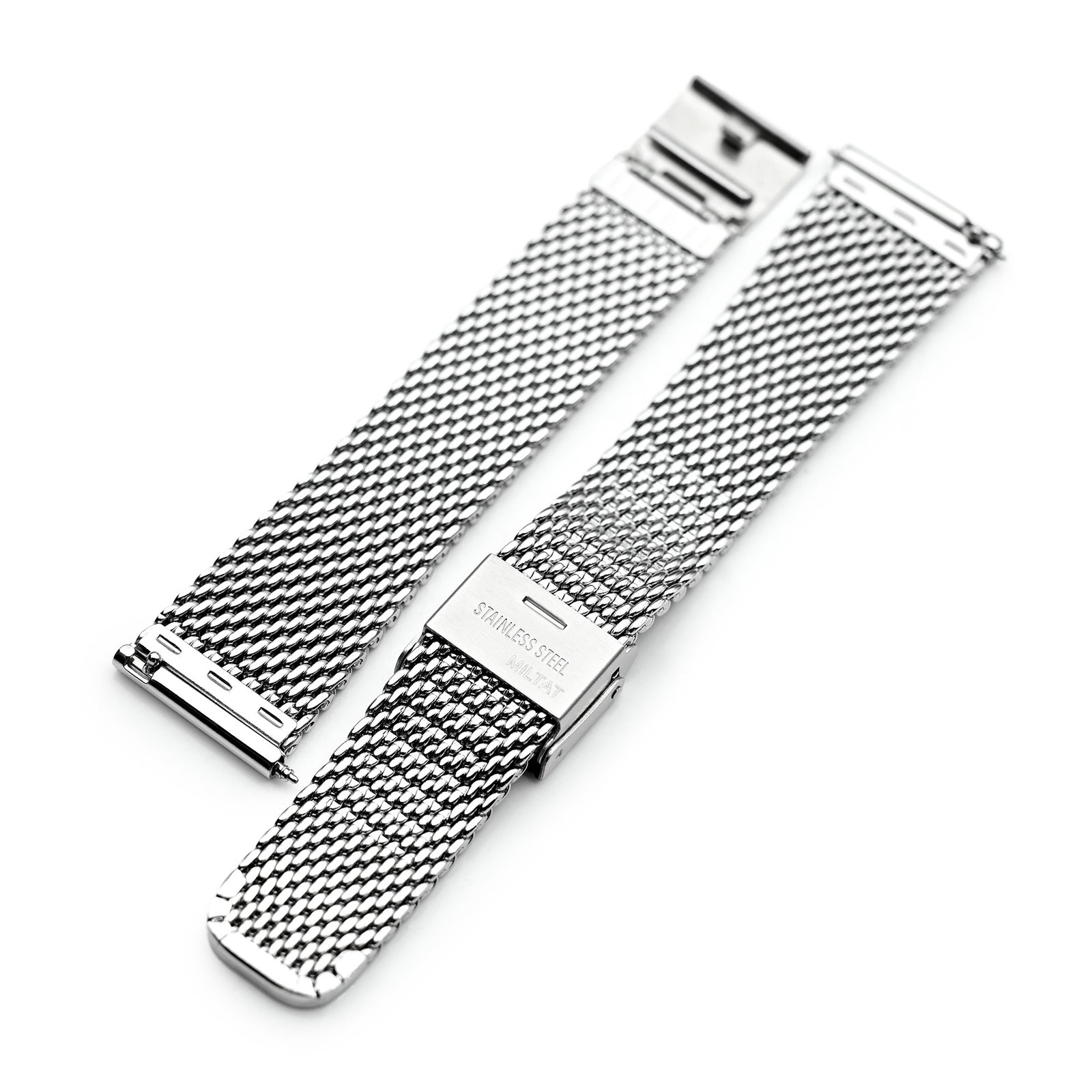 Quick Release Tapered Milanese Mesh Watch Band, 18mm, 19mm, 20mm, 21mm or 22mm, Polished