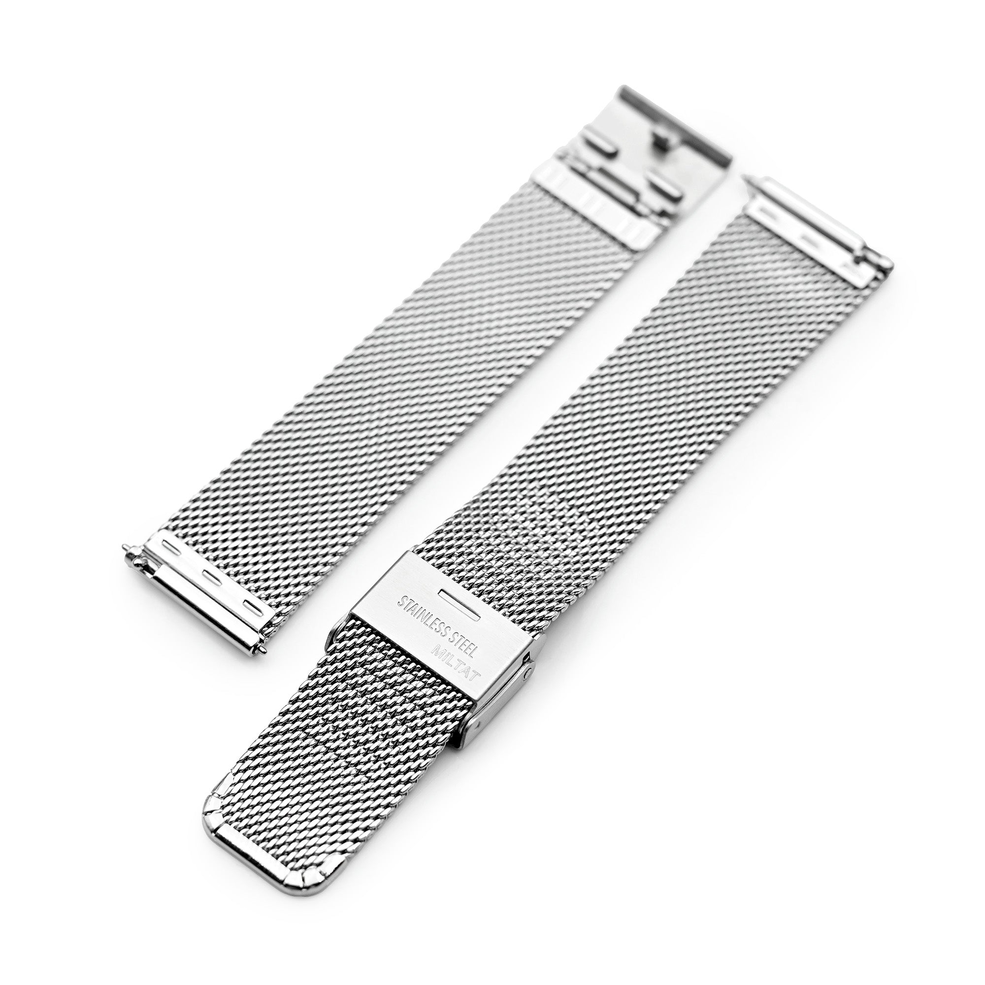 Banda di orologi a maglie Superfine Classic Release Quick, 18 mm, 19 mm, 20 mm o 22 mm, lucidata