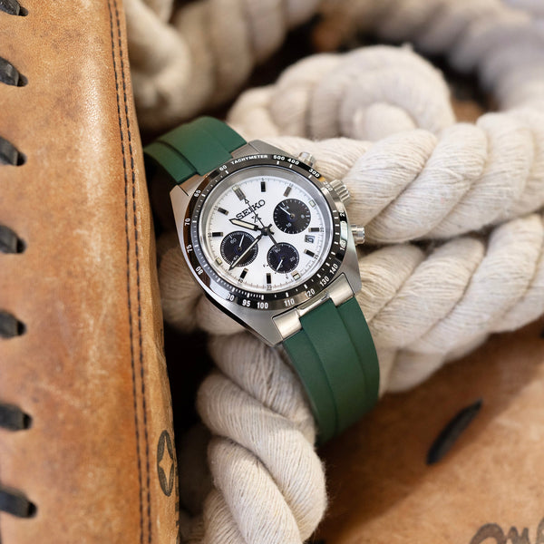 20mm Crafter Blue FKM Strap with Curved End Links For Seiko