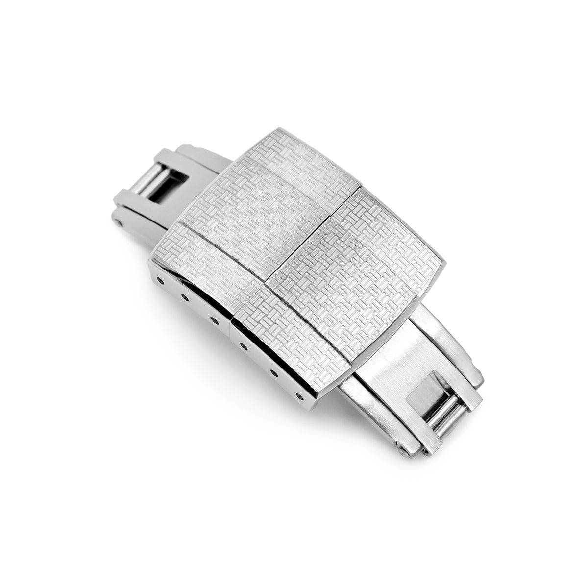 18mm Deployment Buckle / Butterfly Watch Clasp with Tatami Pattern, Brushed Strapcode watch bands