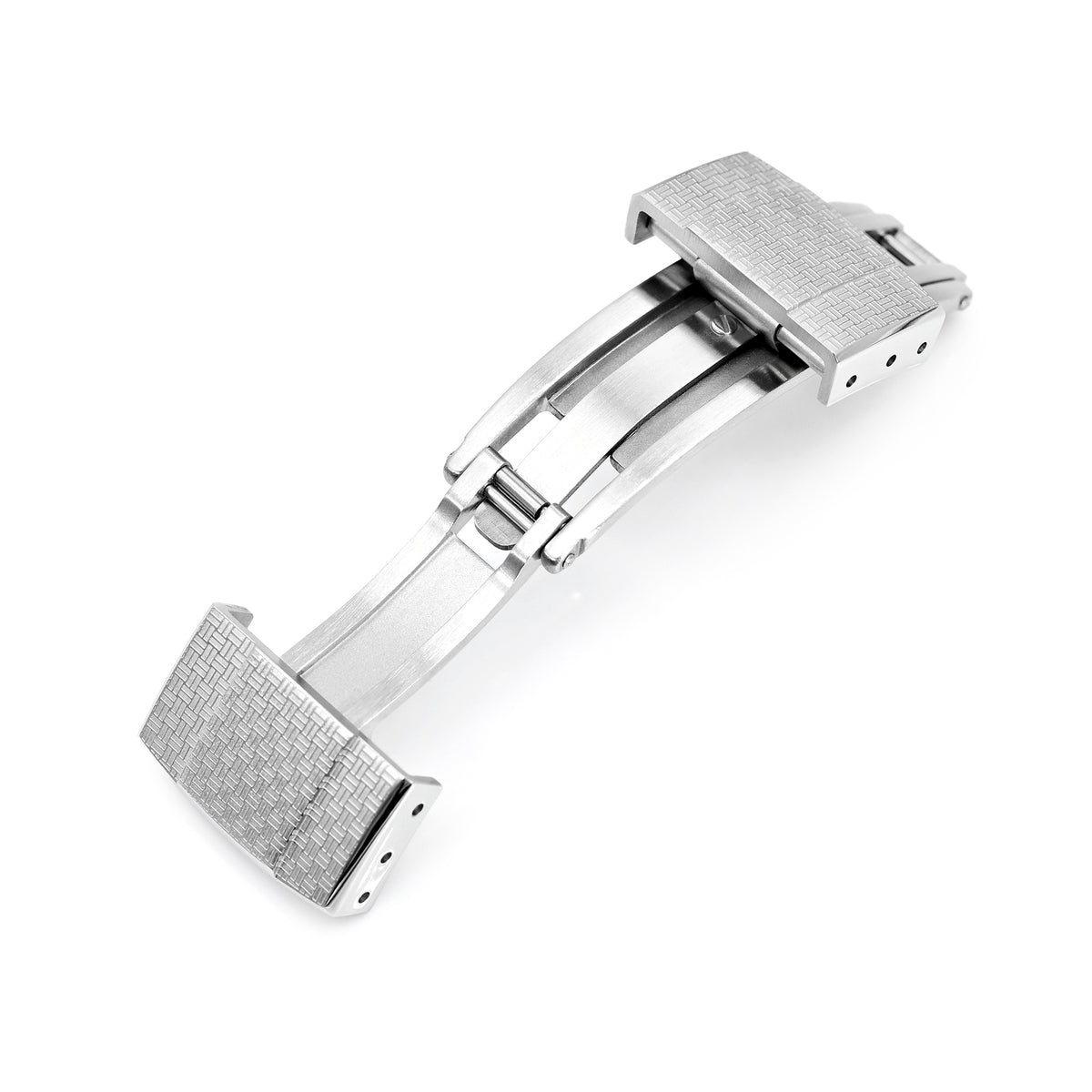 18mm Deployment Buckle / Butterfly Watch Clasp with Tatami Pattern, Brushed Strapcode watch bands