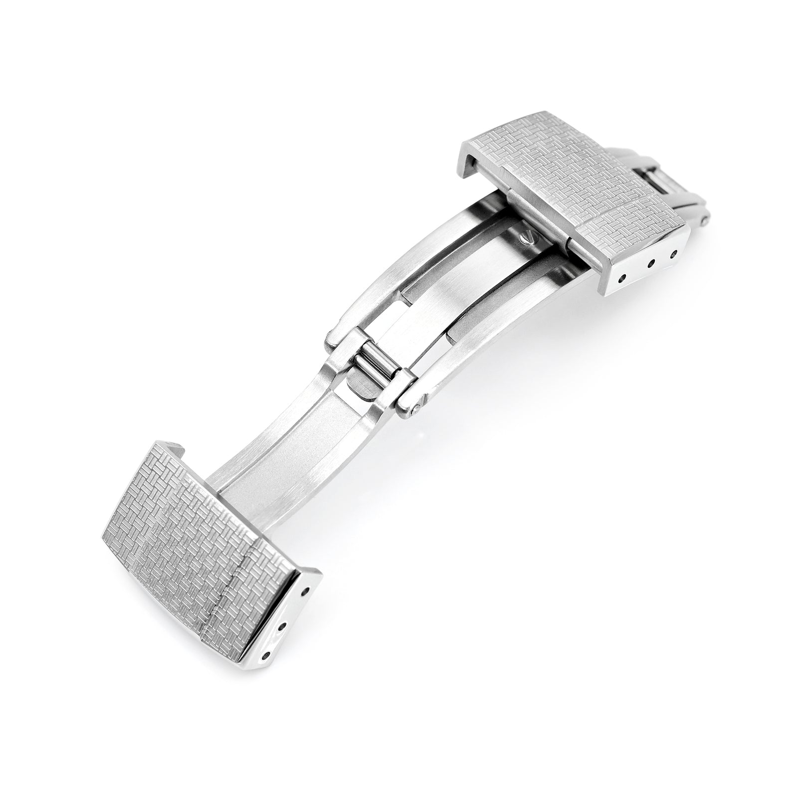 18mm Deployment Buckle / Butterfly Watch Clasp with Tatami Pattern, Brushed Strapcode watch bands