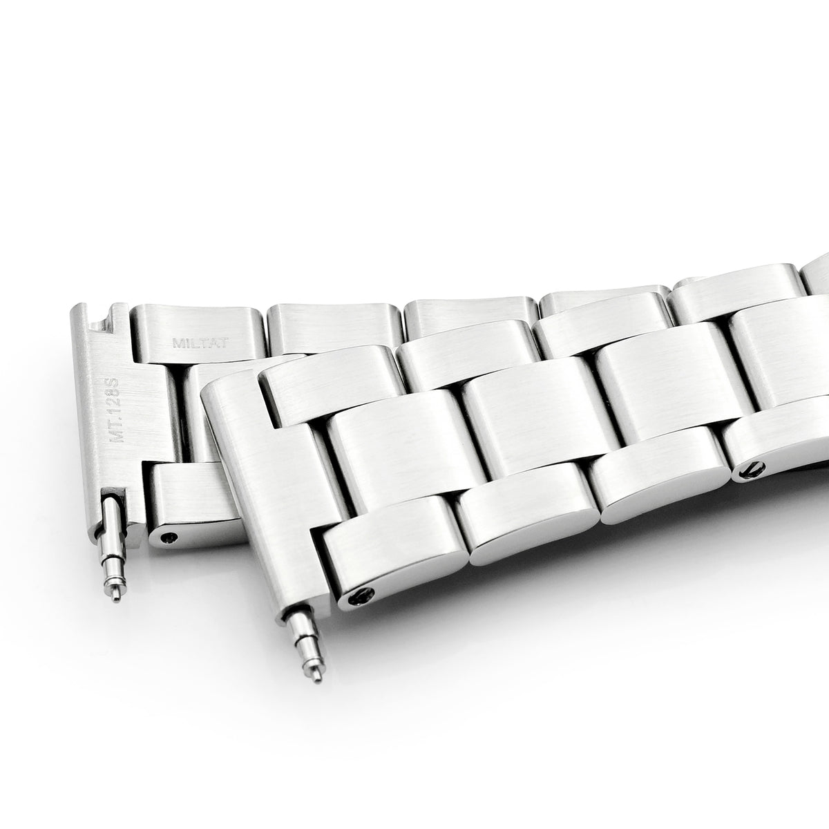 20mm Super Boyer Watch Band Straight End, 316L Stainless Steel Brushed V-Clasp